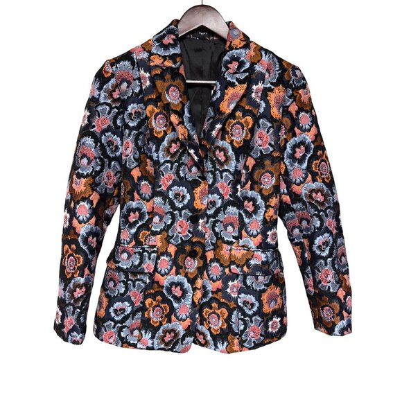 Theory Women's Riding Jacket Jacquard Floral Equestrian Italian Woven Size 6 NEW - Picture 1 of 12